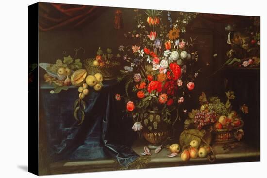 A Still Life of Summer Flowers in a Sculpted Urn (Oil on Canvas)-Frans Ykens-Premier Image Canvas