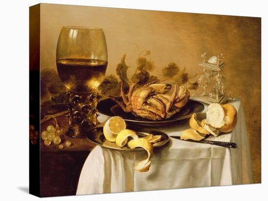 A Still Life with a Roemer, a Crab and a Peeled Lemon on a Pewter Plate, a Bunch of Grapes, a…-Pieter Claesz-Premier Image Canvas