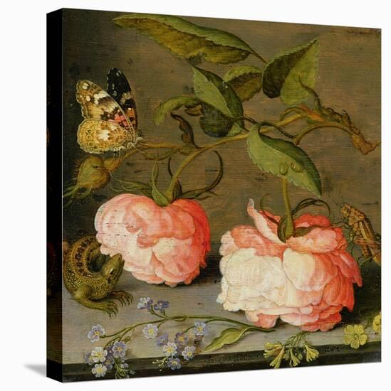 A Still Life with Roses on a Ledge-Balthasar van der Ast-Premier Image Canvas