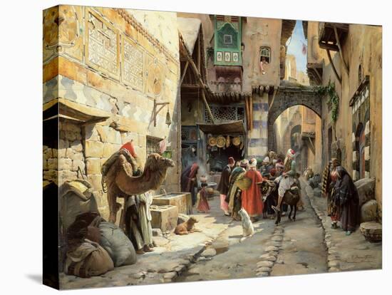 A Street Scene, Damascus (Oil on Panel)-Gustave Bauernfeind-Premier Image Canvas