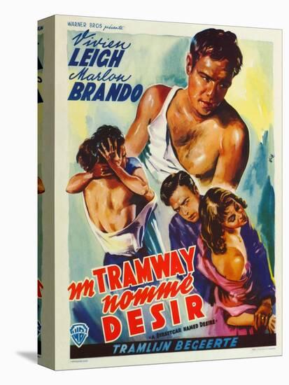 A Streetcar Named Desire, Belgian Movie Poster, 1951-null-Stretched Canvas