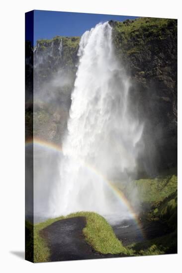 A Stunning Landscape of a Large Waterfall Called Seljalandsfoss Waterfall in Iceland and a Rainbow-Natalie Tepper-Stretched Canvas