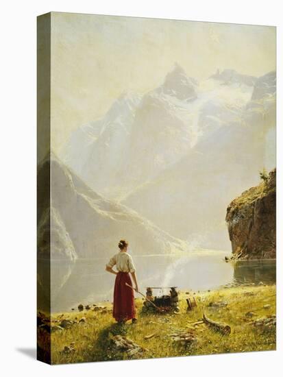 A Summer Day on a Norwegian Fjord-Hans Dahl-Premier Image Canvas