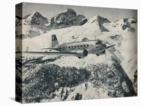 A Swissair plane flying near St Moritz Aerodrome, Switzerland, c1936 (c1937)-Unknown-Premier Image Canvas