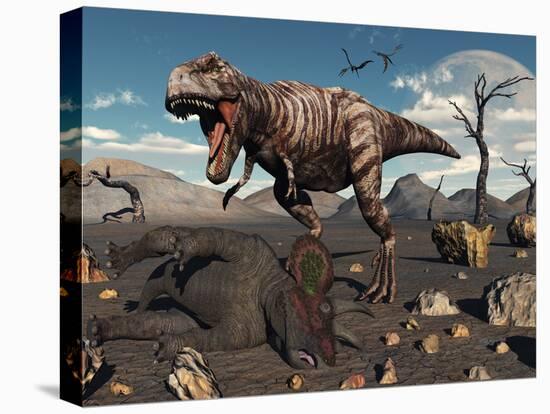 A T. Rex Is About to Make a Meal of a Dead Triceratops-Stocktrek Images-Premier Image Canvas