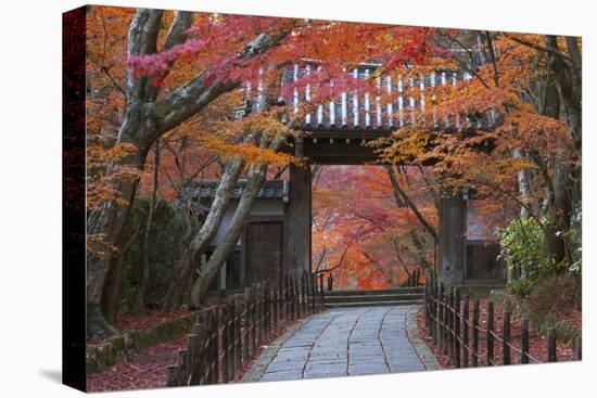 A Telephoto View Shows a Traditional Wooden Gate Roofed with Kawara Ceramic Tiles at Komyo-Ji-Ben Simmons-Premier Image Canvas