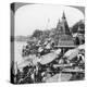 A Temple and Ghats on the Ganges at Benares (Varanas), India, 1900s-null-Premier Image Canvas
