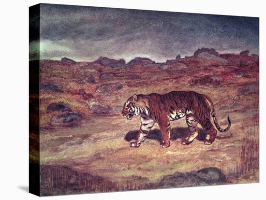 A Tiger Hunting His Prey (W/C on Paper)-Antoine Louis Barye-Premier Image Canvas