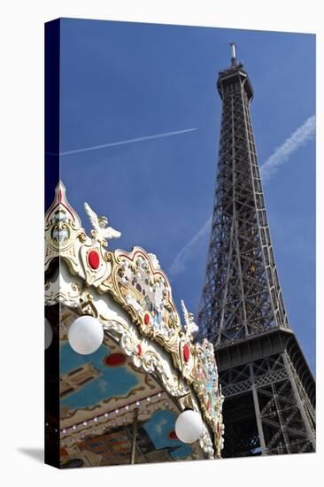 A Traditional Carousel Below the Eiffel Tower, Paris, France-Julian Castle-Premier Image Canvas