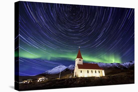 A Traditional Icelandic Church Is Framed By The Stunning Aurora Borealis-Joe Azure-Premier Image Canvas