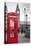 A Traditional Red Phone Booth In London With The Big Ben In A Black And White Background-Kamira-Premier Image Canvas