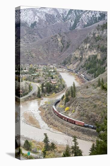 A Train Passes Through The Rocky Mountains In Glenwood Springs, Colorado-Dan Holz-Premier Image Canvas