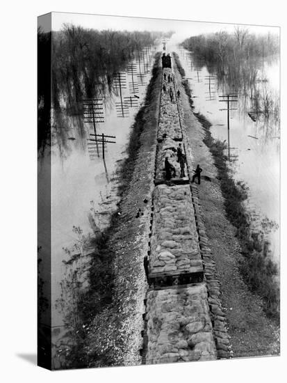 A Trainload of Sandbags is Transported to Line the Mississippi Mainline Levees-null-Premier Image Canvas