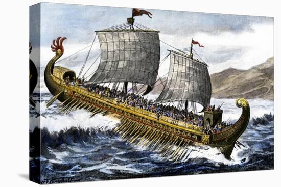 A Trireme, with Three Banks of Oars, Used by the Ancient Greeks and Romans-null-Premier Image Canvas