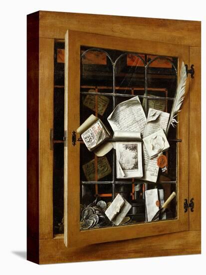 A Trompe l'oeil of an Open Glazed Cupboard Door, 1666-Cornelis Norbertus Gysbrechts-Premier Image Canvas