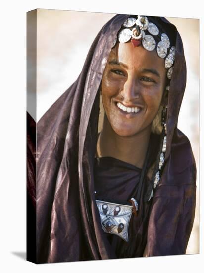 A Tuareg Woman with Attractive Silver Jewellery at Her Desert Home, North of Timbuktu, Mali-Nigel Pavitt-Premier Image Canvas