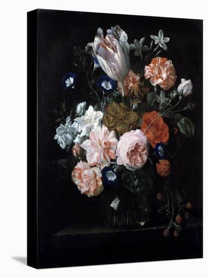 A Tulip, Carnations, and Morning Glory in a Glass Vase, 17th Century-Nicolaes van Veerendael-Premier Image Canvas