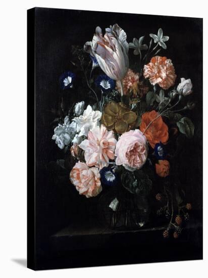 A Tulip, Carnations, and Morning Glory in a Glass Vase, 17th Century-Nicolaes van Veerendael-Premier Image Canvas