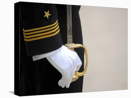 A U.S. Naval Academy Midshipman Stands at Attention-Stocktrek Images-Premier Image Canvas
