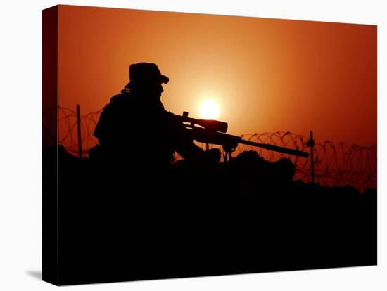 A U.S. Special Forces Soldier Armed with a Mk-12 Sniper Rifle at Sunset-Stocktrek Images-Premier Image Canvas