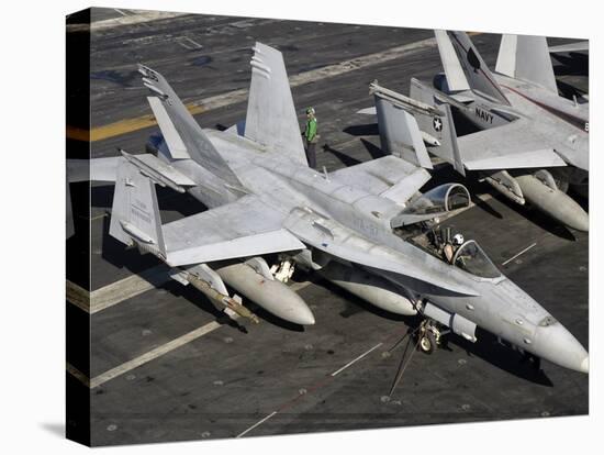 A US Navy F/A-18C Hornet Parked on the Flight Deck of USS Nimitz-Stocktrek Images-Premier Image Canvas