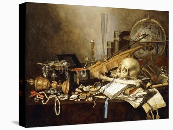 A Vanitas Still Life of Musical Instruments and Manuscripts, an Overturned Gilt Covered Goblet, a…-Pieter Claesz-Premier Image Canvas