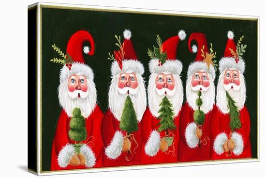 A Variety of Santas Holding Trees-Beverly Johnston-Premier Image Canvas