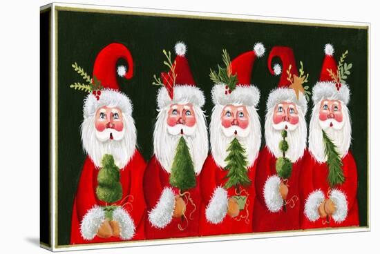 A Variety of Santas Holding Trees-Beverly Johnston-Premier Image Canvas
