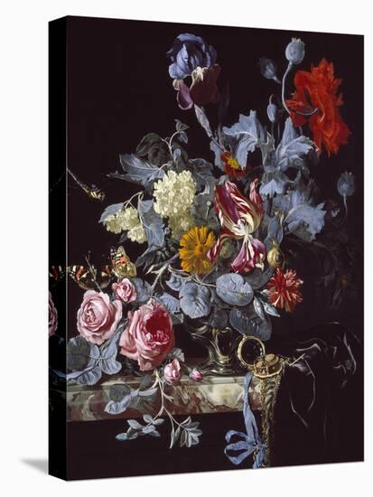 A Vase of Flowers with a Watch-Willem van Aelst-Premier Image Canvas