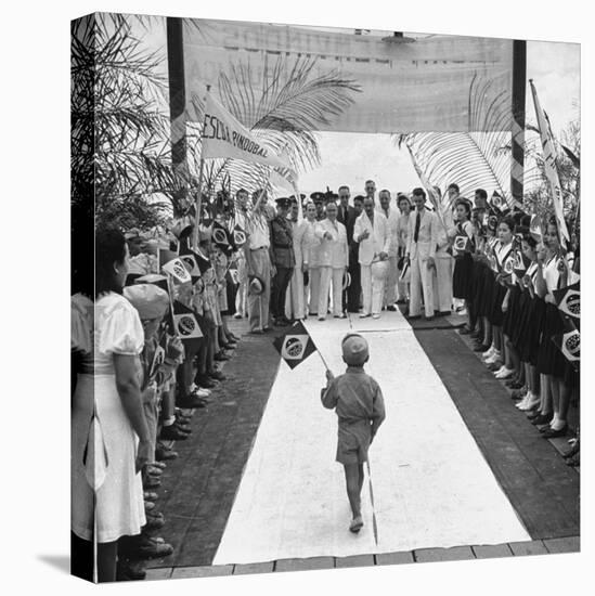 A Very Young Brazilian Boy Giving President Getulio Vargas a Speech-Hart Preston-Premier Image Canvas