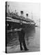 A View of a Sailor Looking at a Ship Docked in the City of Genoa-Carl Mydans-Premier Image Canvas