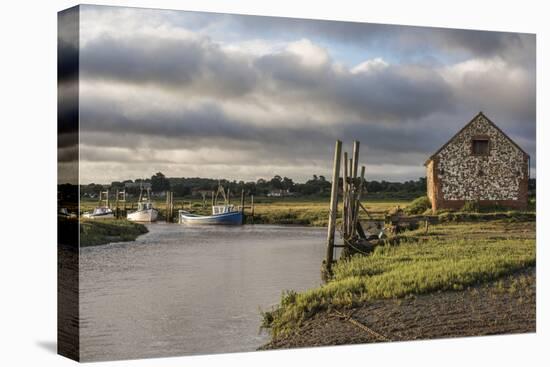 A view of boats moored in the creek at Thornham, Norfolk, England, United Kingdom, Europe-Jon Gibbs-Premier Image Canvas