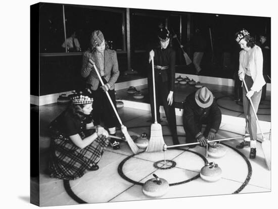 A View of People Playing a New Game Called Curling-George Strock-Premier Image Canvas