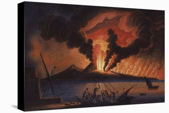 A View of the Bay of Naples with Mount Vesuvius Erupting at Nightfall-Italian School-Premier Image Canvas