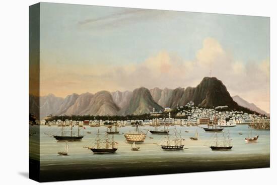 A View of Victoria, Hong Kong, with the Hulk H.M.S Princess Charlotte-null-Premier Image Canvas