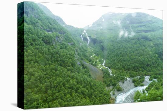 A View of Waterfalls and Forest from the Flam Railway, Flamsbana, Flam, Norway, Scandinavia, Europe-Amanda Hall-Premier Image Canvas