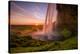 A Waterfall In Iceland With Colorful Skies, During The Midnight Sun-Joe Azure-Stretched Canvas