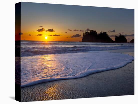 A Wave Rolls Up the Beach at Sunset at La Push, Washington, USA-Gary Luhm-Premier Image Canvas