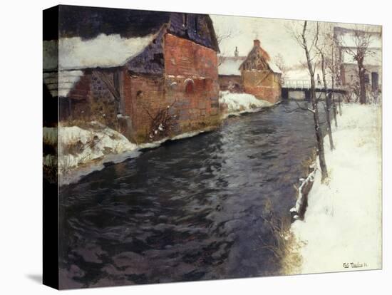 A Winter River Landscape, 1895-Fritz Thaulow-Premier Image Canvas