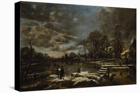 A Winter River Landscape with Figures Playing Golf and Skating-Jan Brueghel the Elder-Premier Image Canvas