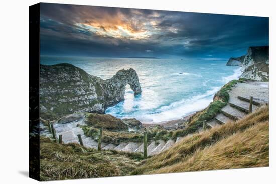 A Winter Sunset at Durdle Door on the Jurassic Coast, Dorset, England, United Kingdom, Europe-John Alexander-Premier Image Canvas