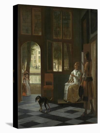 A Woman Directing a Young Man with a Letter, 1670-Pieter de Hooch-Premier Image Canvas