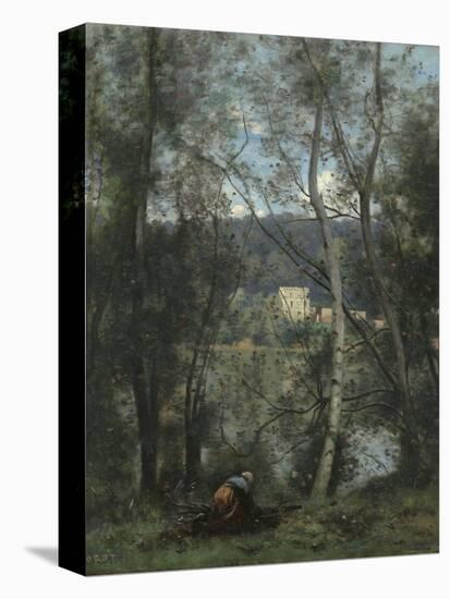 A Woman Gathering Faggots at Ville-d'Avray, c.1871-4-Jean-Baptiste-Camille Corot-Premier Image Canvas