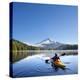 A Woman in a Sea Kayak Paddles on Trillium Lake, Oregon, USA-Gary Luhm-Premier Image Canvas