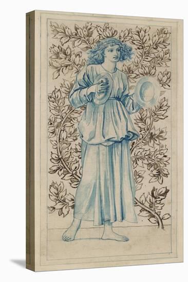 A Woman Playing Cymbals (Pen with Blue and Brown Ink and Watercolour on Discoloured Pale Buff Paper-William Morris-Premier Image Canvas