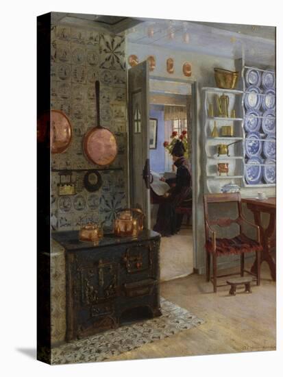 A Woman Reading in an Interior-Adolf Heinrich Hansen-Premier Image Canvas