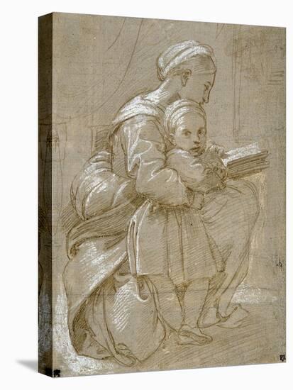 A Woman Seated on a Chair Reading, with a Child Standing by Her Side-Raphael-Premier Image Canvas