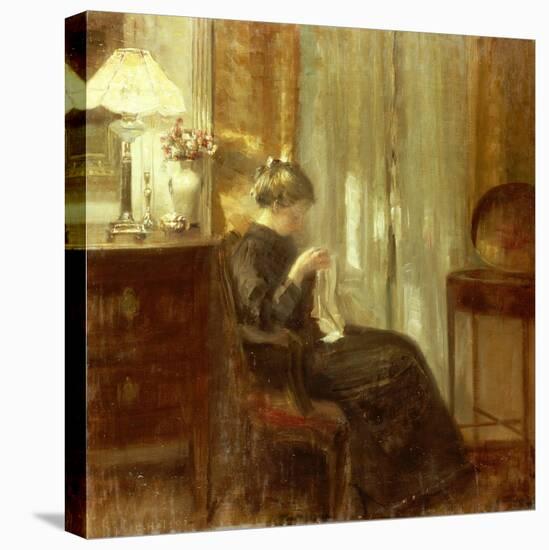 A Woman Sewing in an Interior-Carl Holsoe-Premier Image Canvas