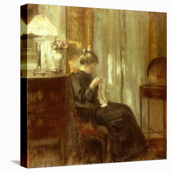 A Woman Sewing in an Interior-Carl Holsoe-Premier Image Canvas