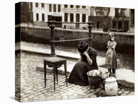 A Woman Weeps at the Roadside Beside Her Worldly Treasures, WWI, Antwerp, Belgium, August 1914-null-Premier Image Canvas